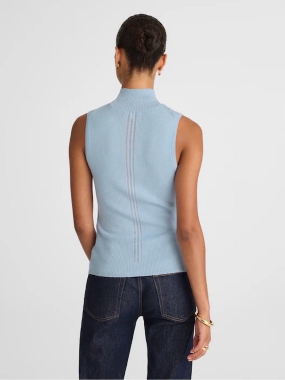 NWT! MADEWELL Women's Merino Wool-Silk Sweater Tank Mockneck Blue Mist Size XS - Picture 13 of 13